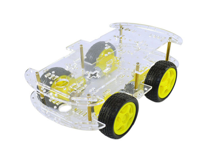 4WD DIY สมาร์ทหุ่นยนต์ Electroic Car Chassis Kit สำหรับโครงการวิศวกรรมหุ่นยนต์ของโรงเรียน