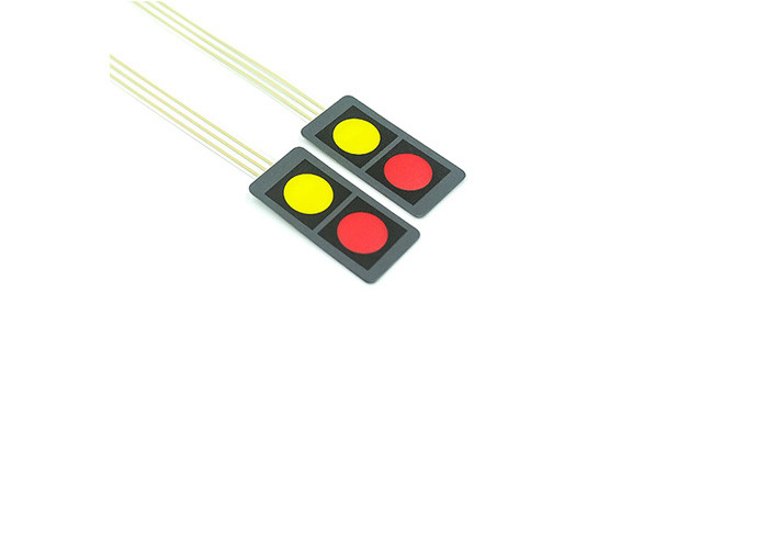 แผงสวิตช์เมมเบรนขนาดเล็กสีแดงและสีเหลืองสองปุ่ม 20x40MM