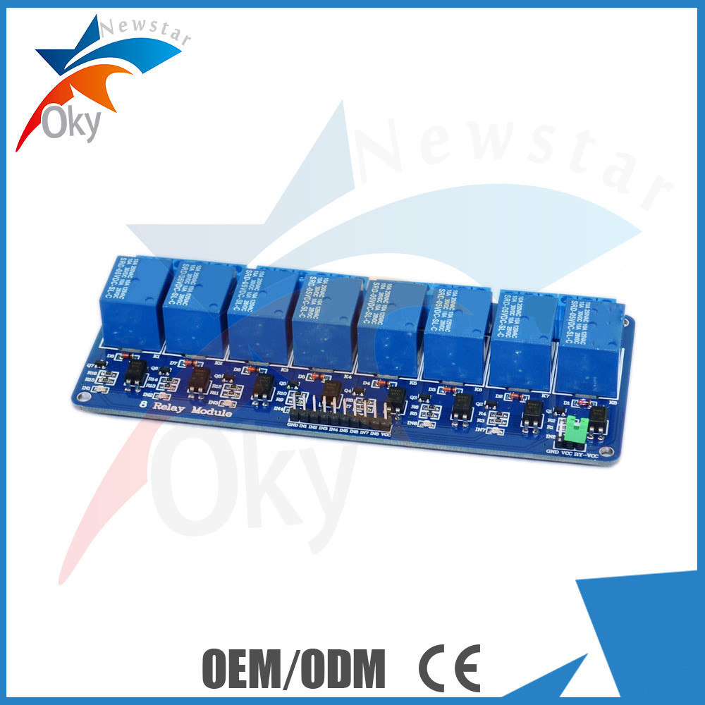 บอร์ด 5V 8 แชนแนลรีเลย์โมดูลสำหรับ Arduino, 51 AVR MCU รีเลย์โมดูล