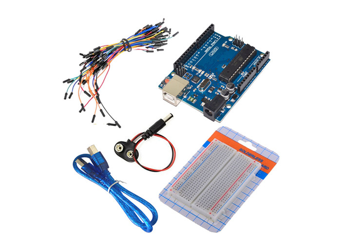Battery Snap Breadboard ชุดเครื่องมือ Arduino Uno R3 Starter สำหรับโครงการการเรียนรู้ทางอิเล็กทรอนิกส์